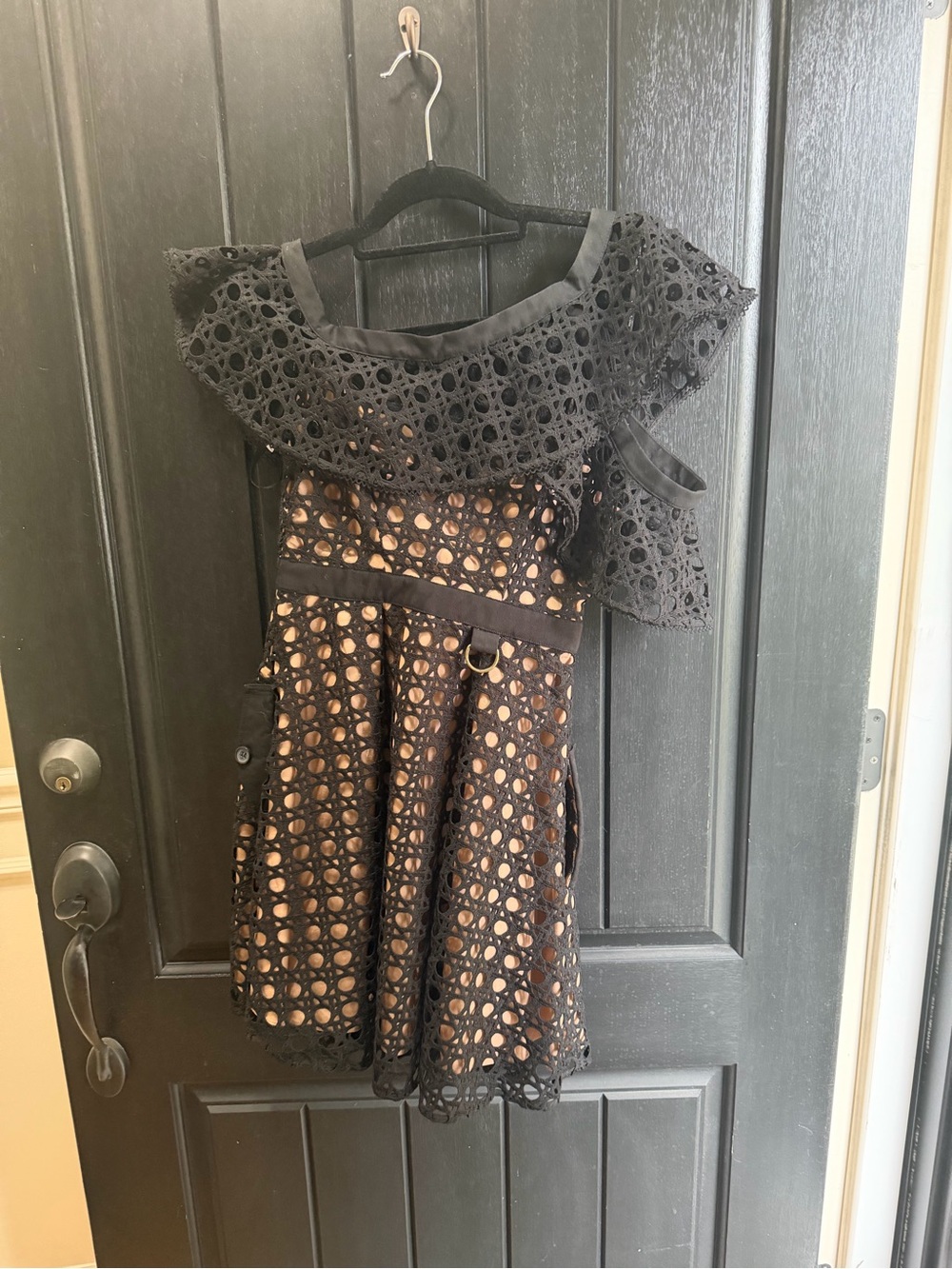 Self-Portrait Black Eyelet Dress with Nude Lining
